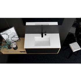 Resim Corian Akrilik Gizli Gider Antibakterial Banyo Eviyesi 