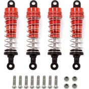 Resim Folinda 1/14 Wltoys 144001 İçin Alüminyum Amortisörler, 4 Adet Kırmızı, 61-74cm Uzunluk, Bjm098 Parçası 