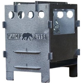 Resim Kamp Ayısı® PyroLite™ Ateş Kutusu Pratik ve Katlanır Çok Yakıtlı Çantalı Metal Kamp Ocağı 
