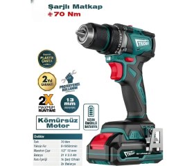 Resim Tricraft Şarjlı Darbeli Matkap 13 mm 70 Nm 