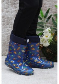 Resim Fort 7061 Lacivert Araba İçi Peluşlu Su Geçirmez Erkek Çocuk Kar Yağmur Çizmesi 001 