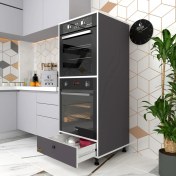 Resim Kenzlife fırın dolabı naime gri 145*60*56 mutfak çekmeceli ayaklı banyo kiler ofis 
