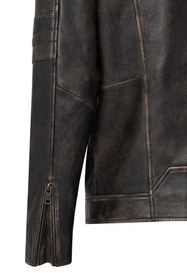 Resim Morant Erkek Kahverengi Vintage Slim-fit Deri Ceket - Kahverengi / M 
