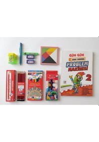 Resim İlkokul 2. Sınıf Matematik Problem Çözme Kitabı Ve Pensan 12 Renk Boya & Kırtasiye Seti + Tangram 