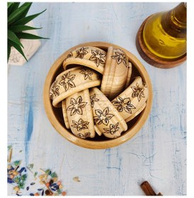 Resim El Yapımı Desenli Ahşap Doğal Ağaç Çerezlik Doğal Ağaç 7li Nature 