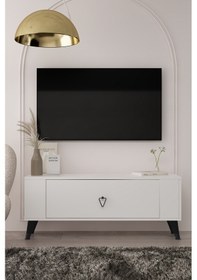 Resim 1376dd Retro-1 Tv Sehpası Beyaz-siyah 