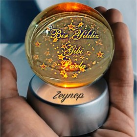 Resim Keyfim Shop Renkli Işıklı Cam Küre Özelleştirilebilir 7 cm Yıldız Gibi Parla 