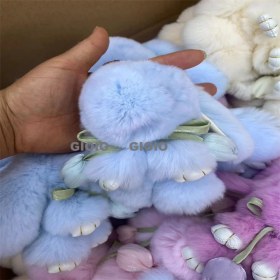 Resim Silver1 Gıoıo Yeni Yay Süsleri Tavşan Peluş Bebek Çekicilik Araba Anahtarlık Kolye (Yurt Dışından) 