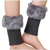 Resim Kış Düz Kısa Tığ İşi Sıcak Kadın Bacak Isıtıcıları KOYU GRİ 