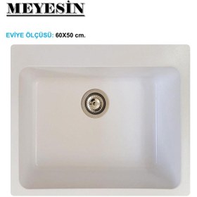 Resim Meyesin ME-60B Granit Tek Gözlü Mutfak Evyesi Beyaz 50 x 60 CM 