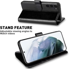 Resim m.tk moveteck Galaxy S23 Cüzdan Kılıf Kamera Korumalı Kapaklı Standlı Kartvizit Bölmeli Ve Ekran Koruyucu Set 