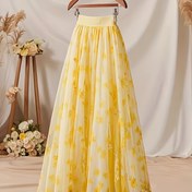 Resim Şık Yönlü Kadınlar için Yüksek Bel Flared Etek, Hafif Çiçek Desenli, Elastik Bel, Bahar, Yaz ve Sonbahar için Mükemmel, Tatil Rahat Moda Yarım Etek, Sevimli Etek 