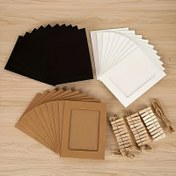 Resim 21 Parça Vintage Fotoğraf Çerçevesi Seti, Klipsli Ev Dekoru Afiş Garland, 10 İskelet + 10 Tutucu + 1 Halat DIY Asma Resim Sergisi - Mutfak Sınıf Ofis Nikah Duvar Süsü, Şık Rustik Ahır Tarzı Đokunulmaz Yapım Tahta Çerevler 