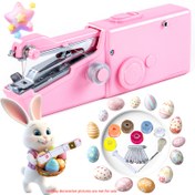 Resim 1pc Mini Elektrikli El İşi Dikiş Makinesi, Taşınabilir Dikiş Cihazı, USB Güçlü, Şarj Edilemeyen AA Pil ile Çalışır, Çeşitli Renk Aksesuarlar - Pembe 
