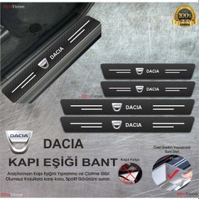 Resim Dacia Logolu Uyumlu Karbon Kapı Eşiği Koruyucu Suni Deri 4'lü 