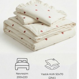 Resim Emıly Çift Kişilik Düz Ranforce Nevresim Seti- Beyaz %100 Pamuk Beyaz 