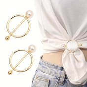 Resim 2 Paket Kadınların Zarif Yuvarlak Modern Basit Daire Eşarp Klipsi Çinko Alaşımlı Sahte İnci Eşarp Tokası Kaydırma Takı İpek Toka Giyim Sarma Tutucu Dekoratif Aksesuarlar Boyun Eşarp Şal Noel Hediyesi Yeni Yıl Hediyesi Kadın Hediyesi 