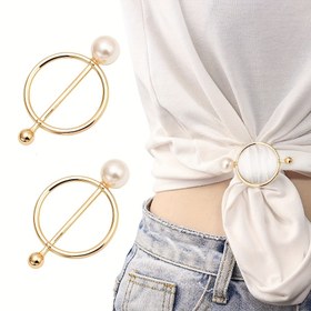 Resim 2 Paket Kadınların Zarif Yuvarlak Modern Basit Daire Eşarp Klipsi Çinko Alaşımlı Sahte İnci Eşarp Tokası Kaydırma Takı İpek Toka Giyim Sarma Tutucu Dekoratif Aksesuarlar Boyun Eşarp Şal Noel Hediyesi Yeni Yıl Hediyesi Kadın Hediyesi 