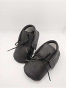 Resim MİNİBİRİ Siyah Nubuk Deri Unisex Bebek Makosen Patik Bebek Ayakkabısı 