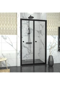 Resim Tekno Duş Black Corina Akordiyon Şeffaf Cam Duşakabin Şeffaf 