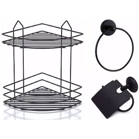 Resim Sas Banyo Aksesuar Seti 3Li Siyah Banyo Köşeliyi Siyah Ek-02 Siyah 