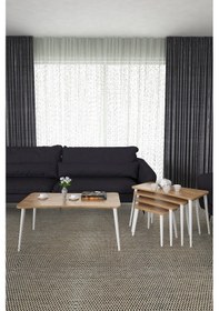 Resim Alanur 5li Orta Sehpa Ve Zigon Sehpa Ahşap Ayaklı Çay Kahve Sehpası Xl Salon Seti Çam 