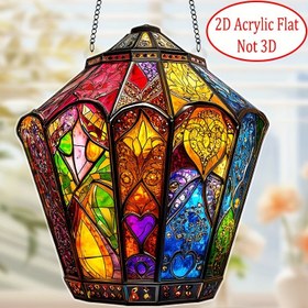 Resim 1 Bohem Tarzı Akrilik Fener, 2D Düz Boya Cam Tasarımı, Plastik Pencere Asılı Dekorasyon, Ev, Bahçe, Veranda, Ofis Dans Hediyesi, Yeni Ev Hediyesi için Uygun 
