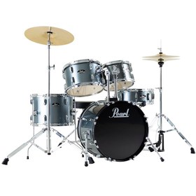 Resim Pearl RS505C/C706 - Roadshow Charcoal Metallic 5 Parça (20B/10T/12T/14F/14S) Aksamlı & Zilli Akustik Davul Seti 