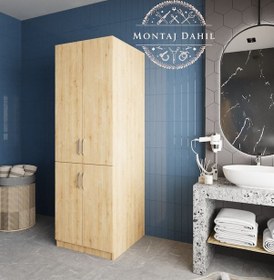 Resim Venedik Çamaşır Ve Kurutma Makinesi Dolabı Banyo Dolabı Meşe Meşe 