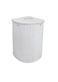 Resim Köşe Çamaşır Sepeti Bambu Beyaz Renk Beyaz 