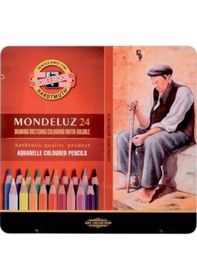 Resim Mondeluz Aquarell Boya Kalemi 24 Renk Metal Kutu Karışık Çok Renkli 