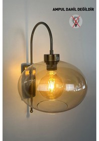 Resim Solvia Bal Rengi Cam Aplik Duvar Lambası Modern Otel Cafe Vintage Salon Yatak Odası Merdiven Retro Bal 