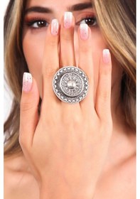 Resim Kadın Antik Gümüş Kaplama Ayarlanabilir Bohem Yüzük N11.11571 Gümüş 