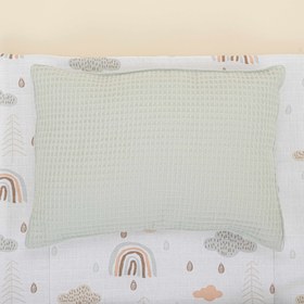 Resim Alt Açma Matı ve Yastık - Çift Taraflı - Açık Yeşil Petek - Yeşil Gökkuşağı 