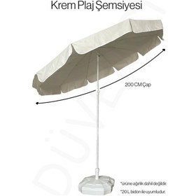 Resim Krem Renkli 200 Cm Çap Ve 10 Telli Plaj Şemsiyesi + Şemsiye Kılıfı, Bidonsuz Bej 