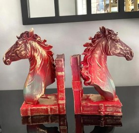 Resim Elegant Horse Bookends, Horse Bookends Decor, Horse Head Bookshelf Decor, Stylish Bookends Gift, Polyester Bookend Set,Horse Statue Bookends - Object-1 