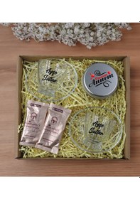 Resim Bk Gift Kişiye Özel İsimli 2li Cam Kahve Fincanı & Türk Kahvesi & Gümüş Metal Kutuda Kokulu Mum Hediye Seti-1, Anneye Hediye, Anneler Günü Hediyeleri 