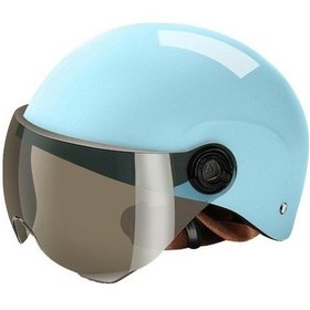 Resim Xindoker Kadın Elektrikli Bisiklet Kaskı - Mavi Renk, Kısa Çay Gözlükli Güvenlik Kaskı Mavi 