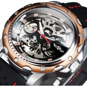 Resim Hanyang Rg-Black Kazanan Askeri Spor Otomatik Izle Erkekler Için Mekanik Kol Saatleri Moda Kauçuk Kayış Aydınlık Lüks Erkek Saatler (Yurt Dışından) 