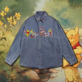 Resim Winnie The Pooh Nakışlı Kot Gömlek - L 