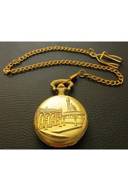 Resim DÜZGÜN TİCARET Kabe Mekke Köstekli Cep Saati Gold Hediyelik Saat 