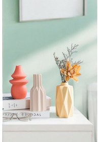 Resim Dekoratif Vazo Seti Obje Ev Dekorasyon Masa Üstü Dekor Vazo Seti Model 1009 Karışık 