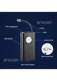 Resim Arwoan Elektrikli Hava Kompresörü Usb Şarjlı Taşınabilir Bisiklet Pompası Çok Fonksiyonlu Elektrikli Lastik Pompası Motosiklet Oto Bisiklet İçin 