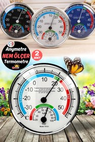 Resim Munico 2 Adet İç Mekan Dış Sıcaklık Ölçer Higrometre Nem Saat Asılabilir Nem Ölçer Termometre Su Geçirmez 