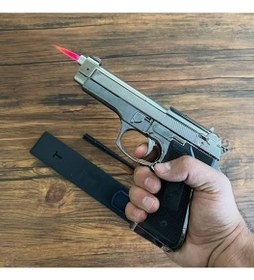 Resim Beretta Modeli Tabanca Çakmak Standlı Gümüş 6092 
