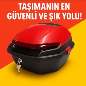 Resim Motosiklet Arka Çanta 33 Litre Kırmızı Işıksız-2160 
