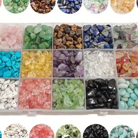 Resim 450 adet Doğal Taş Yonga Boncuk Seti, Kendin Yap Takı Yapımı için Doğal Taş Çeşitliliği, Bilezikler, Kolyeler El Sanatları için Kristal Taş Boncuk Seti 