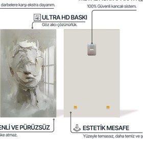 Resim Yara Bandı Cam Tablo - Beyaz / 120x180 cm 
