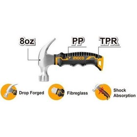 Resim Ingco HMCH80808D Fiberglass Saplı Mini Çatal Çekiç 