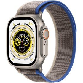 Resim Apple Watch Ultra GPS + Cellular, 49mm Titanyum Kasa ve Mavi/Gri Trail Loop - S/M 